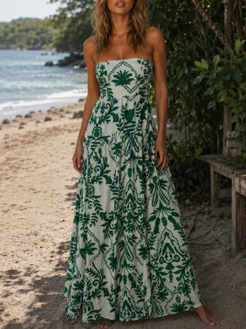 Band of the Free Tropical Strapless Cotton Resortwear Dress NWT Size XS